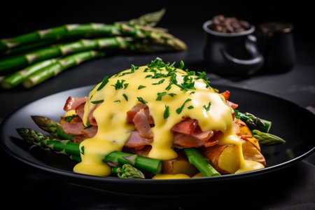 Delectable Asparagus Delight: Potatoes, Ham, and More. Generative AIの素材