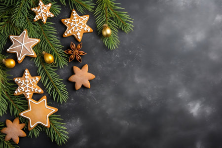 Traditional Gingerbread Star Cookies for Christmas. Generative AIの素材