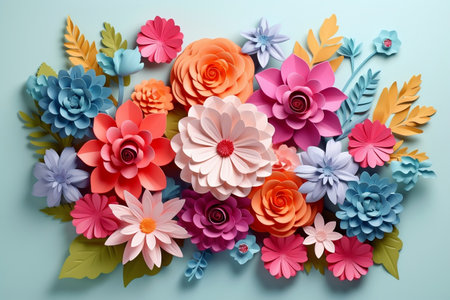 Botanical Arrangement 3D Banner with Flowers Illustration. Generative AIの素材