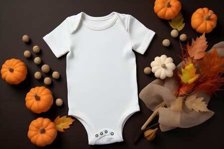 Mockup of White Baby Bodysuit for Girl or Boy. Generative AIの素材