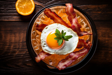 Classic English Breakfast with Fried Eggs and Bacon. Generative AIの素材
