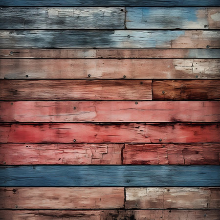 Rustic Elegance: Brown and Blue Patterned Wooden Planks Wallpaper Background .Aiの素材