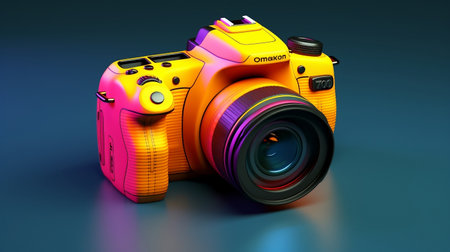 Colorful 3D Render of an SLR Camera.aiの素材