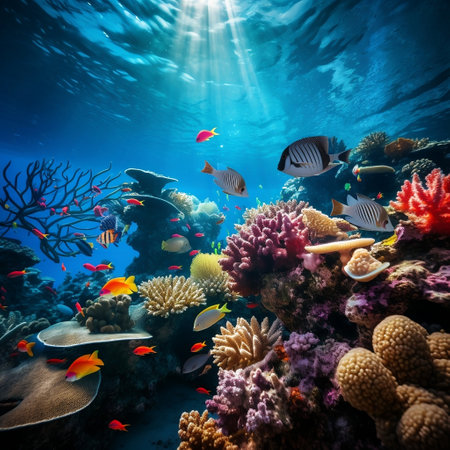 Colorful Coral Reef Fish in a Clean Underwater World Scene.の素材