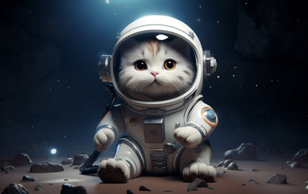 Astronaut Cat Exploring Space in Styleの素材