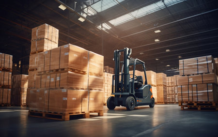 Pallets and Boxes Loaded by Forkliftの素材