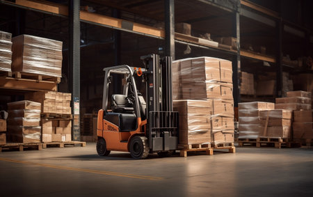 Pallets and Boxes Loaded by Forkliftの素材
