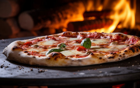 Pizza Perfection Closeup of Traditional Wood Fired Delightの素材