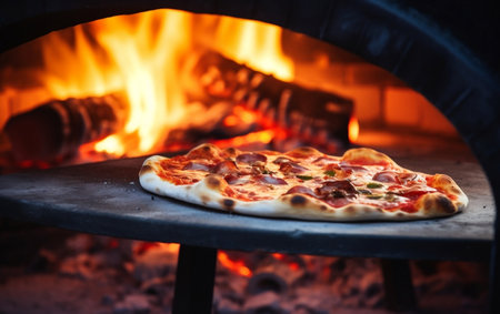 Wood Fired Delight Closeup of Freshly Baked Pizzaの素材