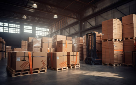 Pallets and Boxes Loaded by Forkliftの素材