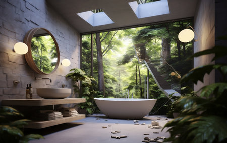 Contemporary Bathroom with Nature Inspired Elementsの素材