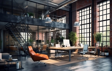 Contemporary Workspace Loft Industrial-Styled Office Interiorの素材