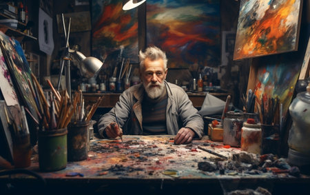 Painter Retreat Disorderly Studio of a Wise Manの素材