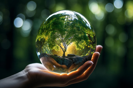Capturing Nature Beauty Hand and Glass Ballの素材