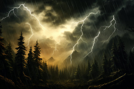 Wilderness Wrath Lightning in the Forestの素材