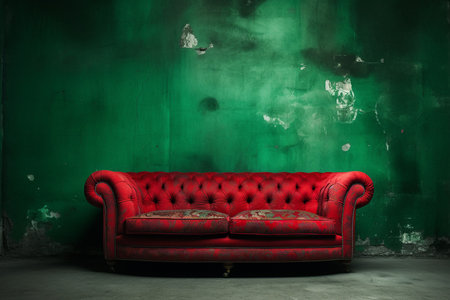 Vivid Contrast Red and Green Sofa HD Wallpaperの素材