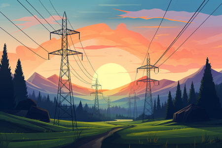 Wavy Horizons Sunset Minimalist Glowの素材