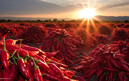 Chili Pepper Farm Delights Growing Spicy Red Peppersの素材