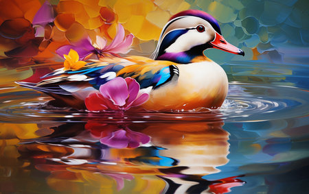 Colorful Mandarin Duck Nature Living Canvasの素材