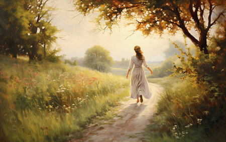 Country Lane Stroll in Nature Embraceの素材