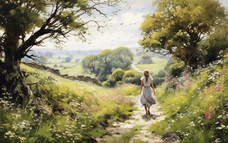 Country Lane Stroll in Nature Embraceの素材