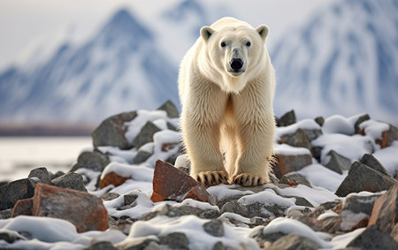 Arctic Tundra A Determined Polar Bear Journeyの素材
