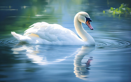A Swan Gliding on Tranquil Watersの素材