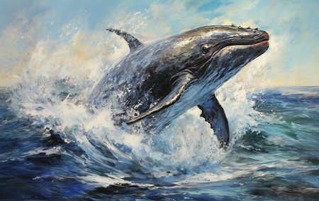 A Sleek Dolphin Dancing in Wavesの素材