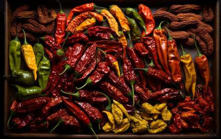 A Heat Wave of Flavors Spicy Chili Peppers in Every Biteの素材