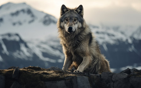 Wilderness Wanderer The Solitary Wolf Rugged Odysseyの素材