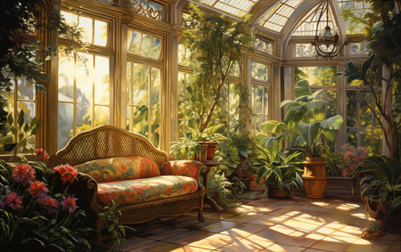 Nature Warm Embrace in the Sunlit Conservatoryの素材