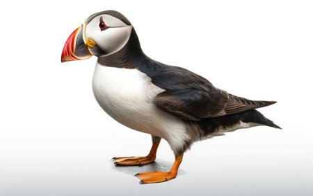 Colorful Beaked Puffin White Backgroundの素材