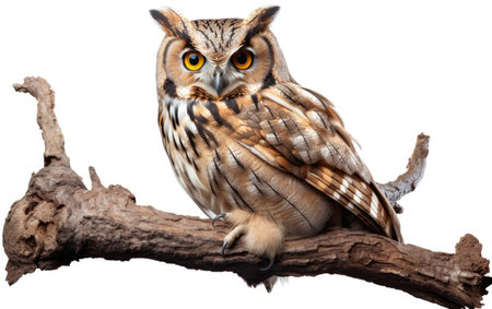 Regal Owl Perching White Backgroundの素材