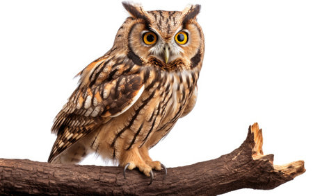 Tree Perched Regal Owl Image White Backgroundの素材