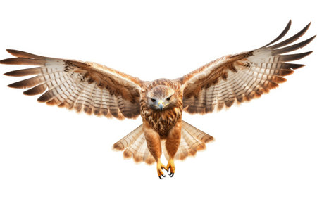 Red tailed Hawk Skyborne Majesty White Backgroundの素材