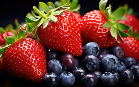 View of Berries Black Backgroundの素材