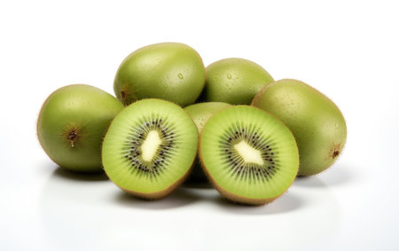 Ripe Green Kiwis White Backgroundの素材