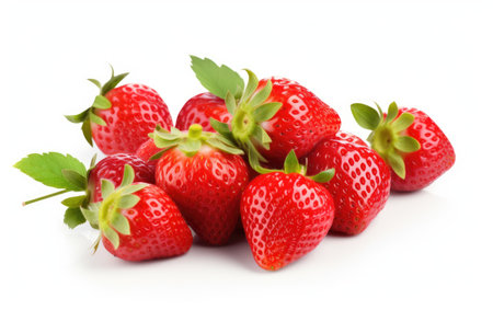 Ripe Red Strawberries White Backgroundの素材