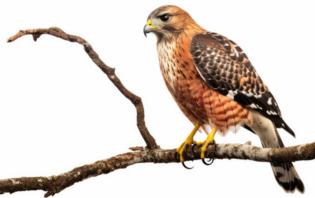 Hawk Regal Striking Markings Perch White Backgroundの素材