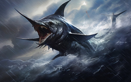 Epic Battle of Nature Swordfish in the Stormの素材