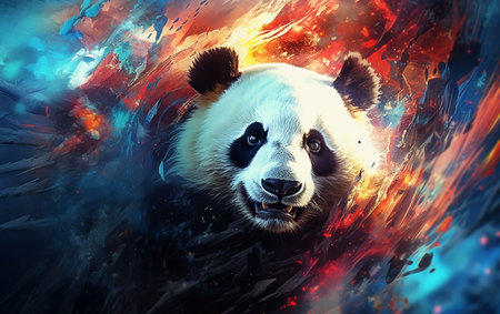 Panda Cool and Beautiful Artistic Creationの素材