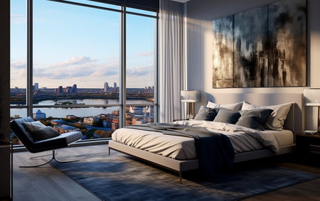 Cityscape Dreams Bedroom with a Viewの素材