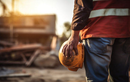Happy of team construction worker working at constructionの素材