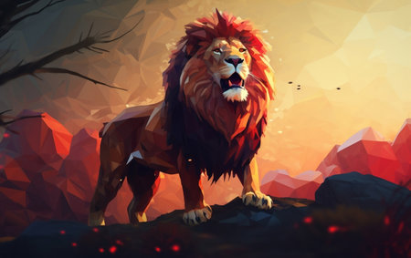 Abstract Lion Red Geometric Majestyの素材