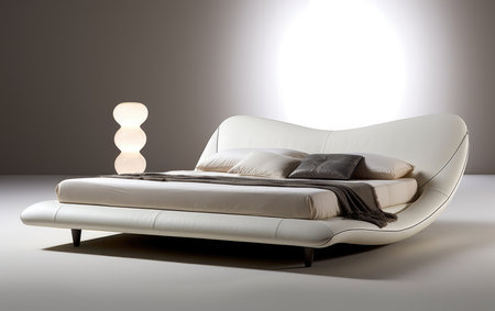 Contemporary Living Sleek White Leather Bedの素材