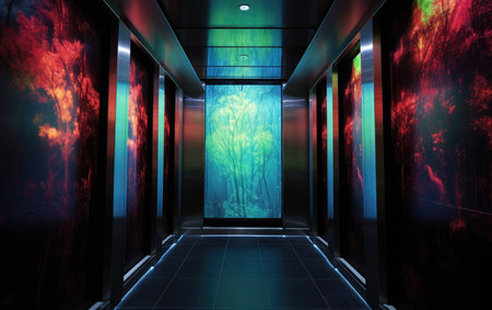 Artful Ascent Elevator Experience with LED Art Ceilingの素材