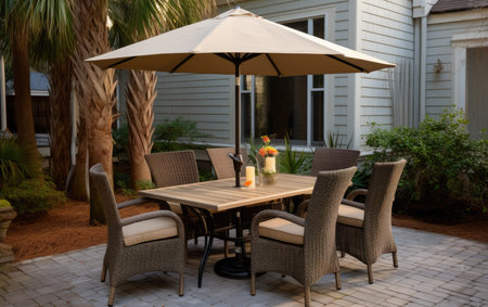 Sunny Retreat Outdoor Table Set with Wicker Charmの素材