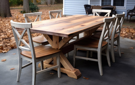 Farmhouse Trestle Table and Cross Back Chair Setの素材