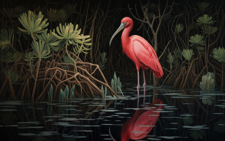 Mangrove Majesty Scarlet Ibis in its Marsh Homeの素材