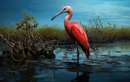 Mangrove Majesty Scarlet Ibis in its Marsh Homeの素材